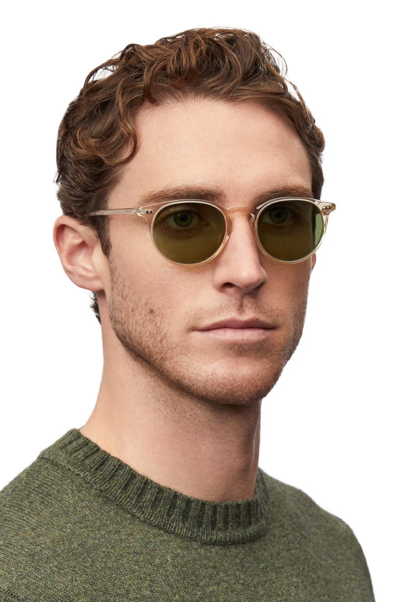 Oliver Peoples Riley 49mm Round Sunglasses, Alternate, color, Light Beige