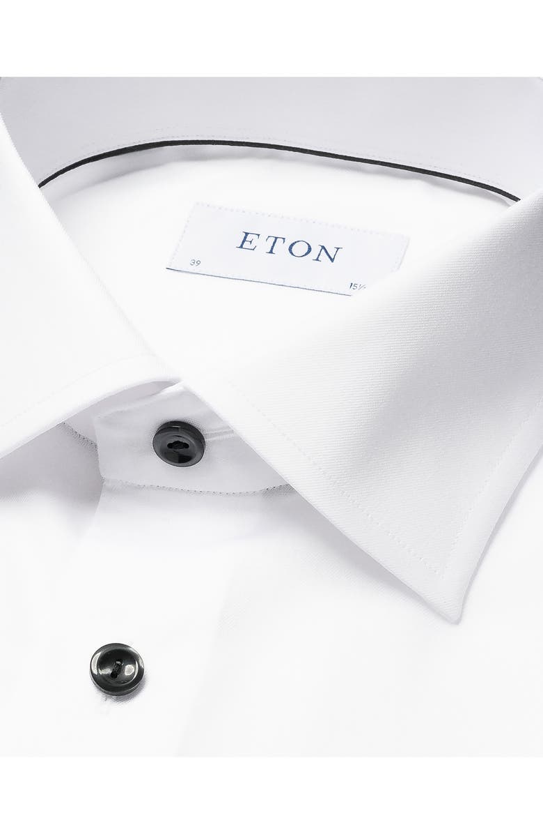 Eton Slim Fit White Cotton Twill Dress Shirt, Alternate, color, White