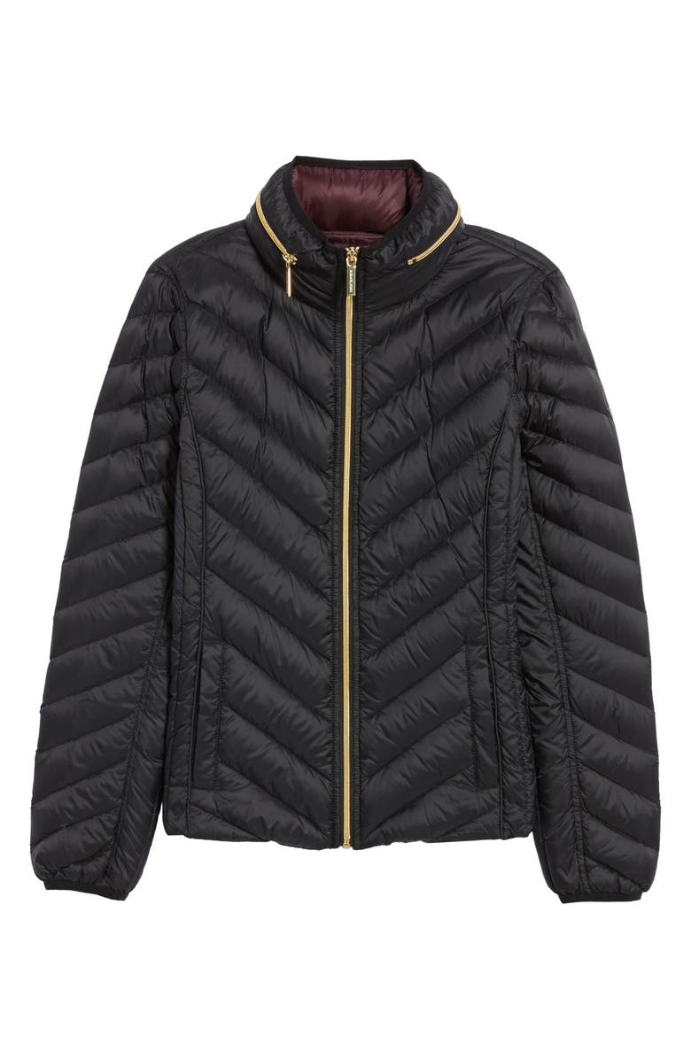 MICHAEL Michael Kors Chevron Quilted Packable Down Puffer Jacket with Stowaway Hood, Alternate, color, 
