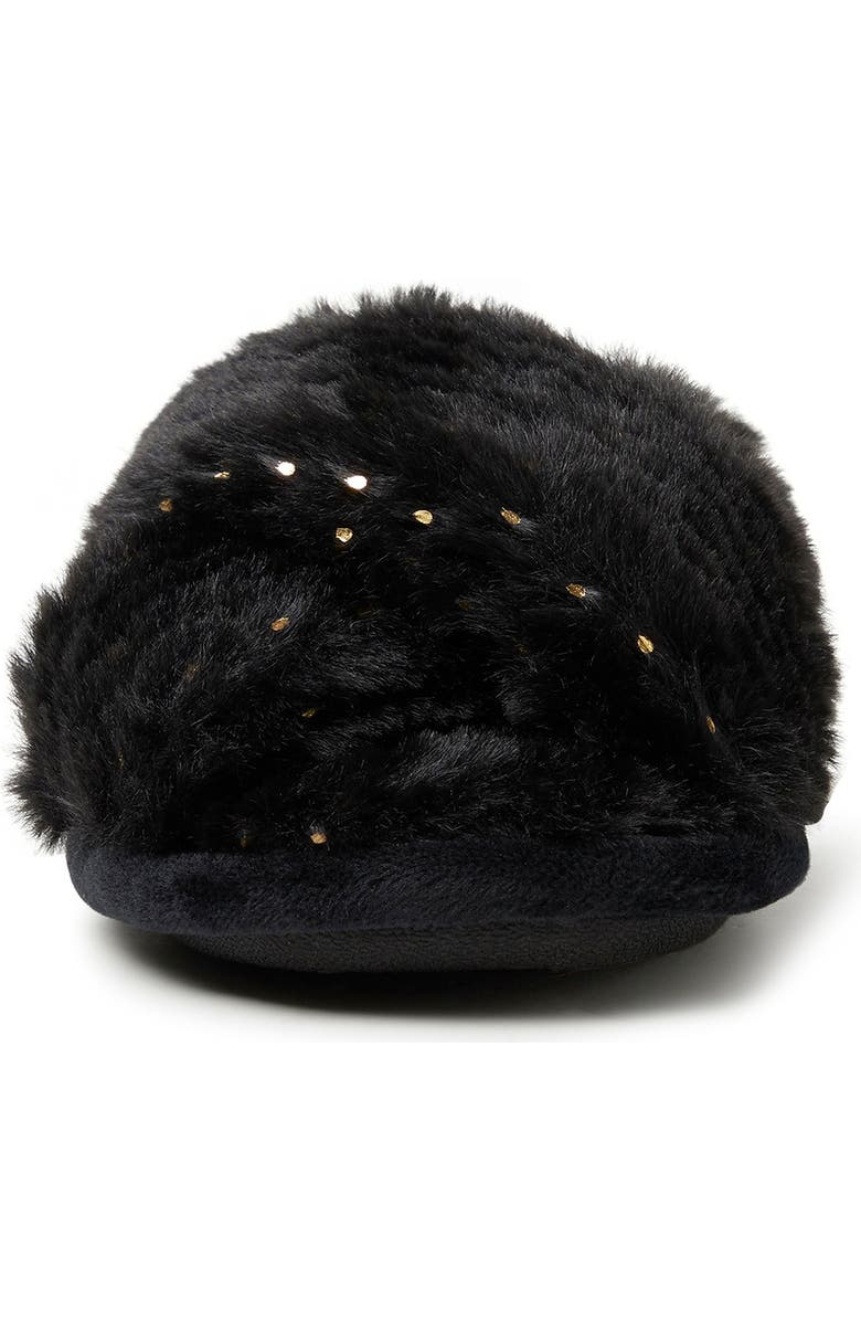 DEARFOAMS Ava Faux Fur Sparkle Crossband Slipper, Alternate, color,