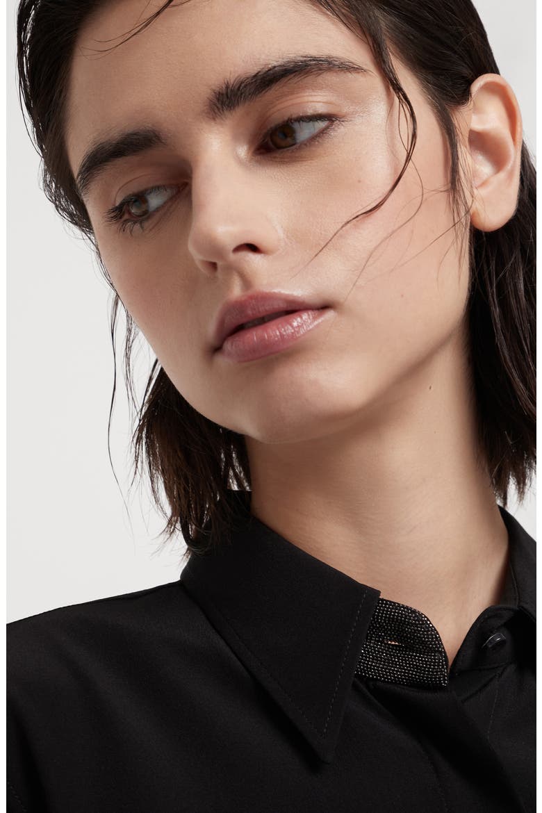 Crêpe de Chine shirt, Alternate, color, Black
