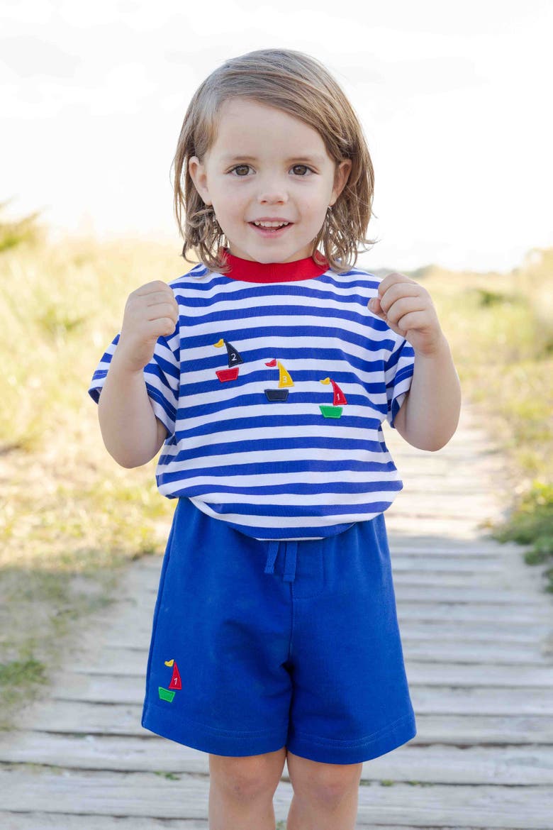 Knit Short Set With Sailboats, Alternate, color, Royal/White