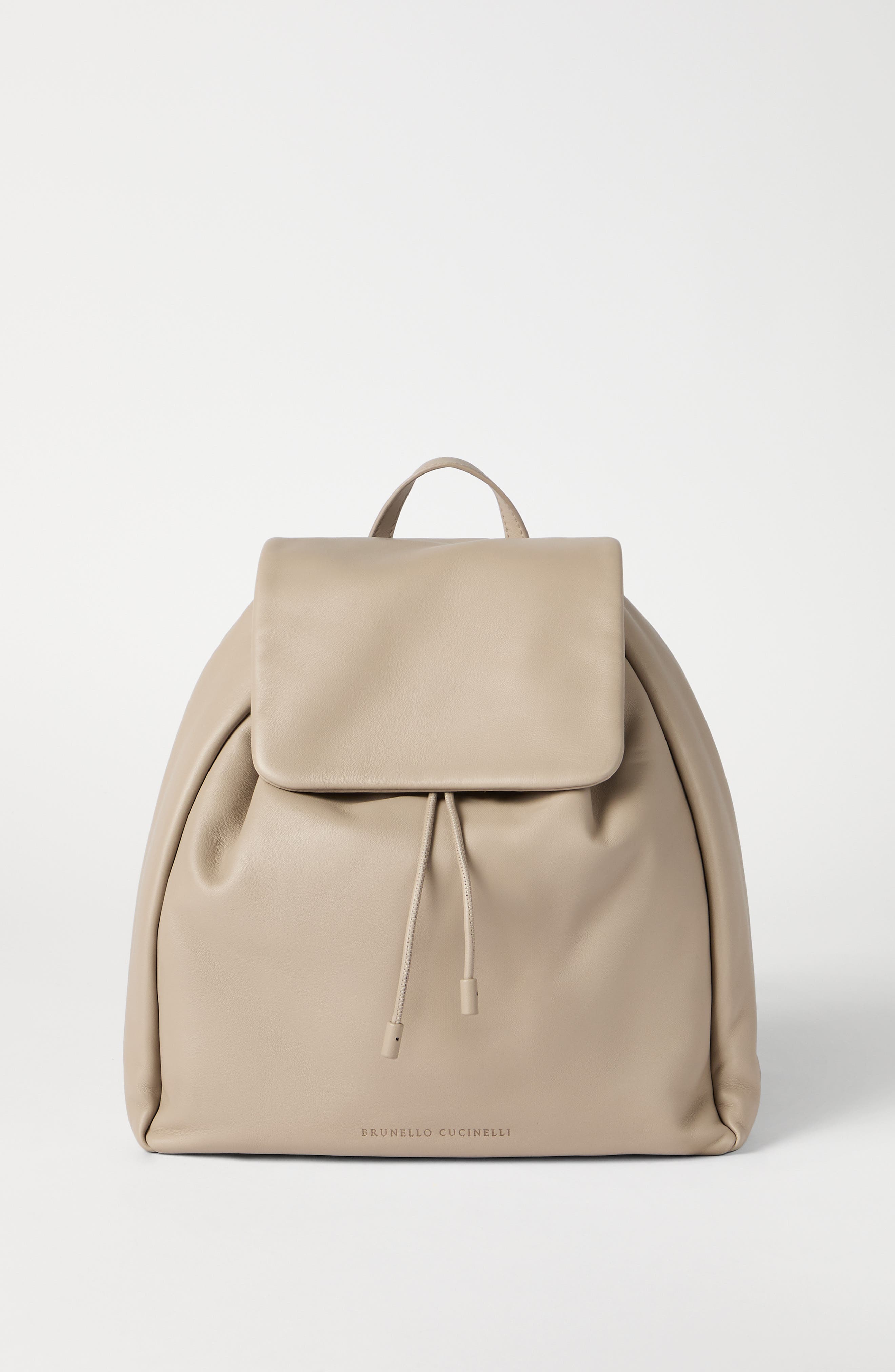 Brunello Cucinelli Soft leather Mellow city backpack, Alternate, color, Buff