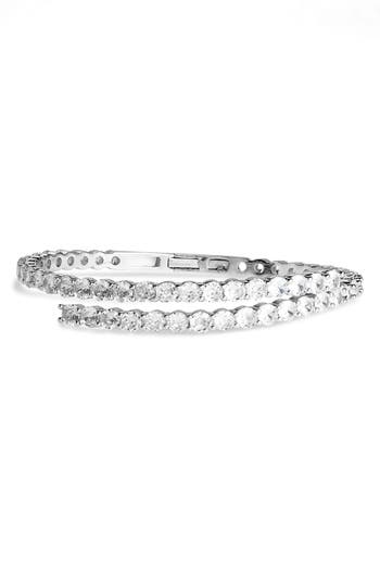 Nordstrom Rack Cubic Zirconia Bypass Bracelet In Silver