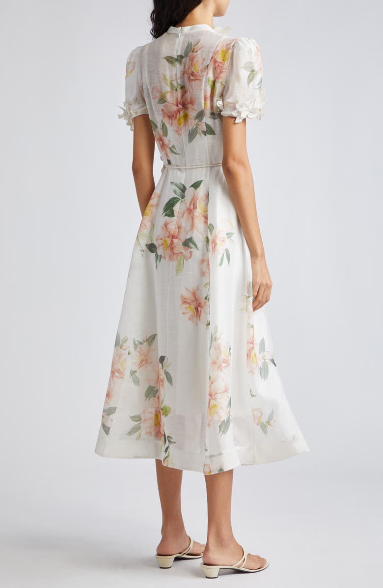 Zimmermann Natura Liftoff Floral Linen & Silk Organza Midi Dress, Alternate, color,