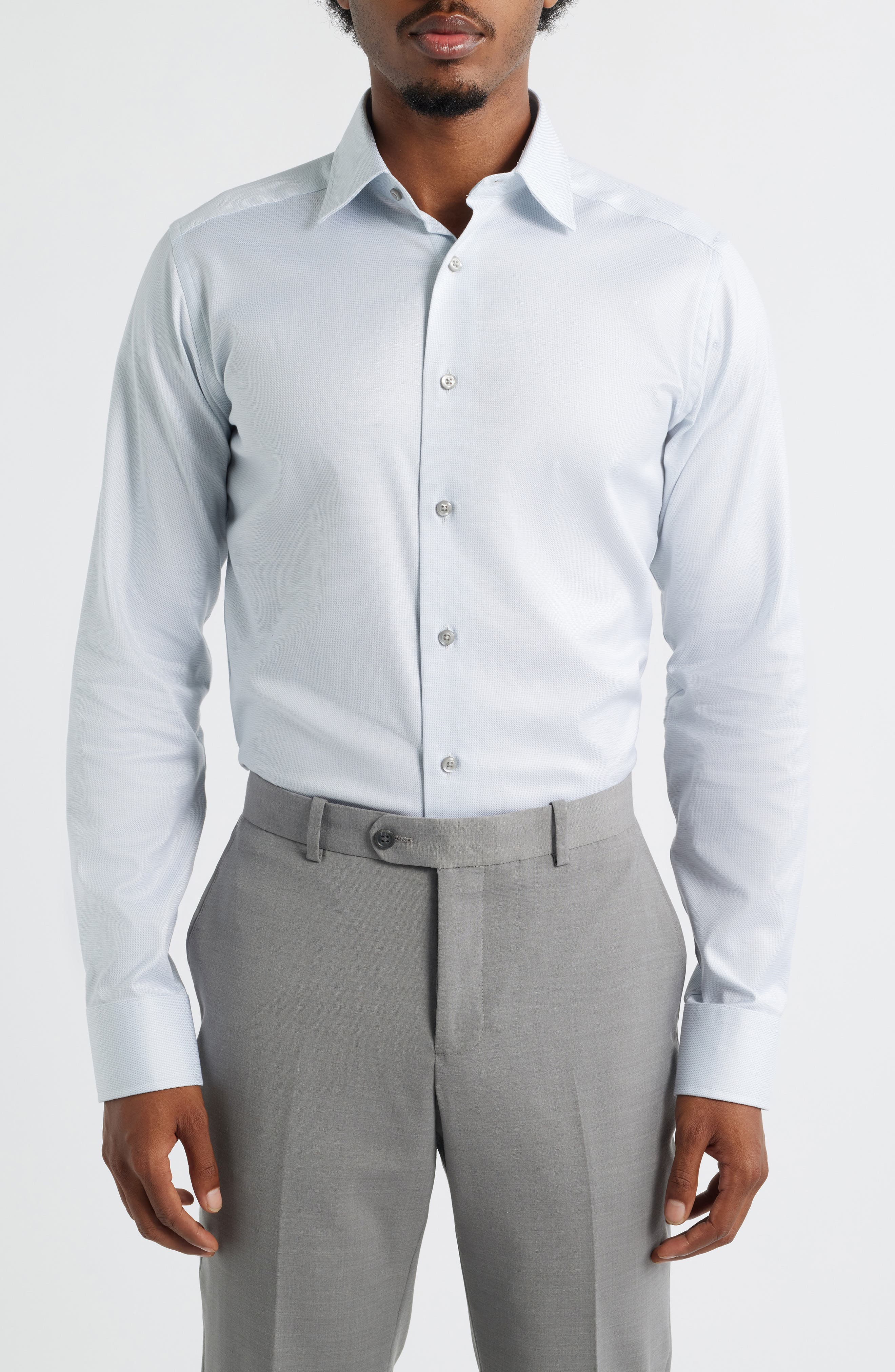 David Donahue Slim Fit Stretch Micro Twill Dress Shirt