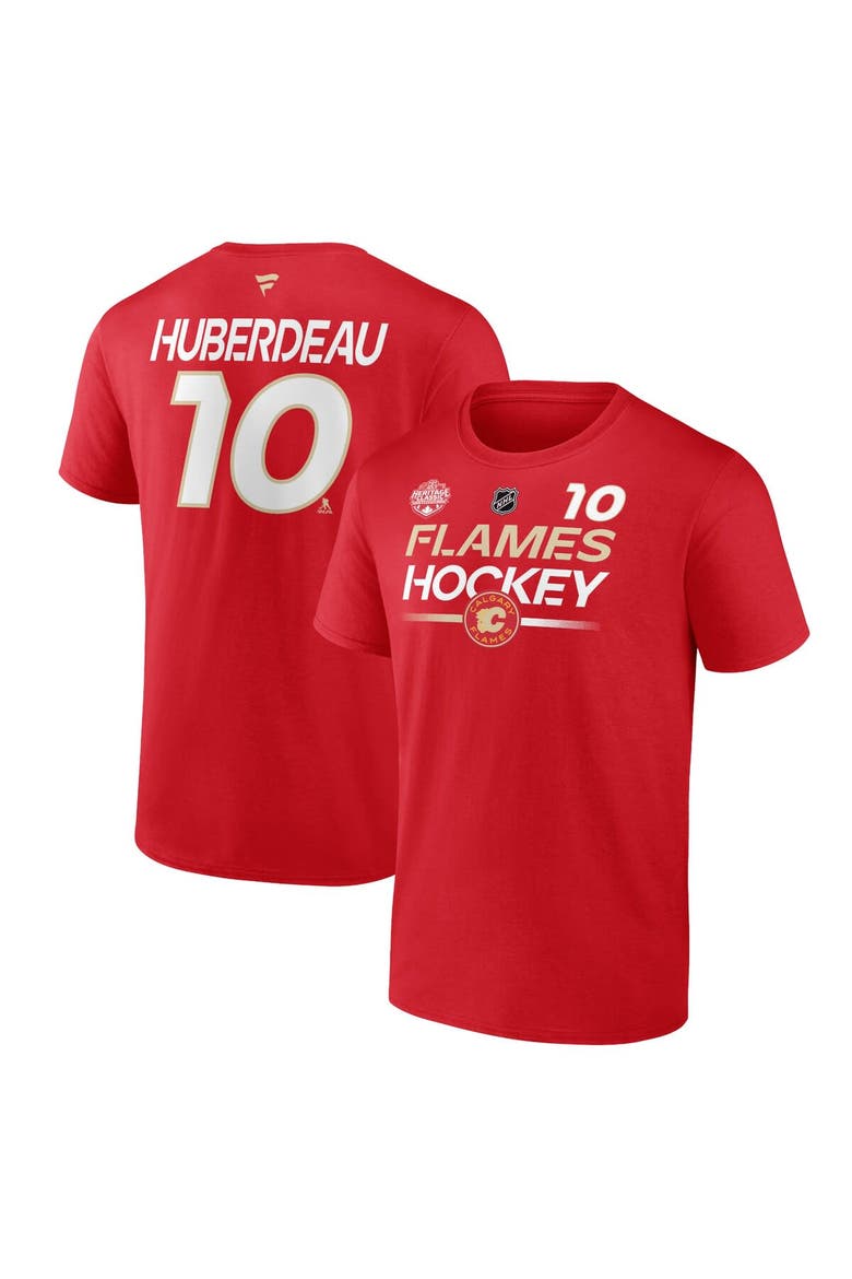 Men's Fanatics Branded Jonathan Huberdeau Red Calgary Flames 2023 NHL Heritage Classic Name & Number T-Shirt, Alternate, color, Red