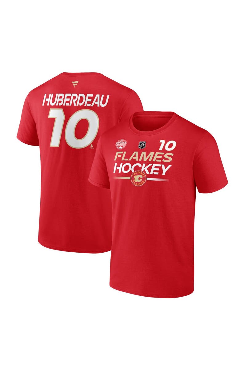 FANATICS Men's Fanatics Branded Jonathan Huberdeau Red Calgary Flames 2023 NHL Heritage Classic Name & Number T-Shirt, Alternate, color, 