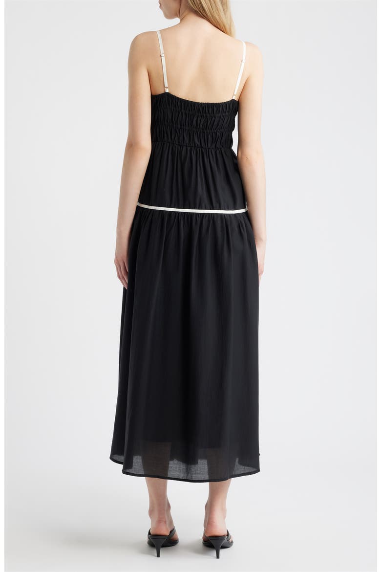 Shirred Tiered Midi Sundress, Alternate, color, BLACK