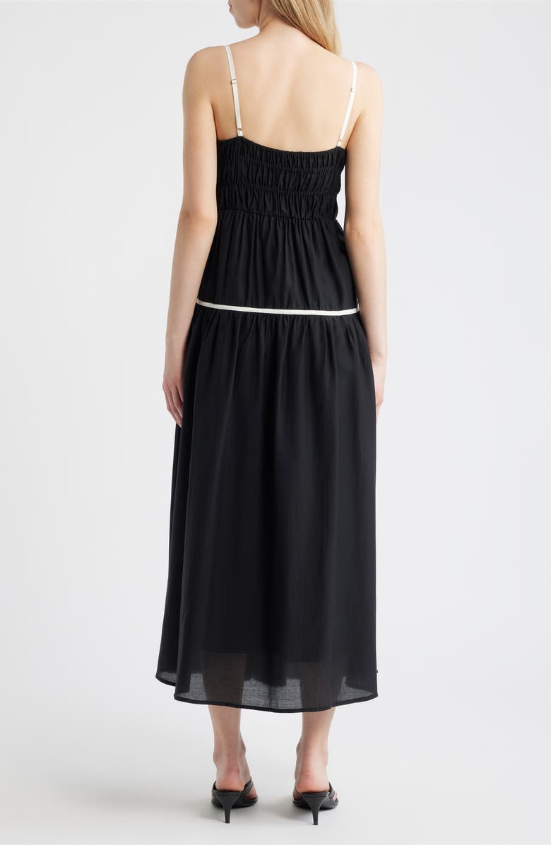 MOON RIVER Shirred Tiered Midi Sundress, Alternate, color, Black