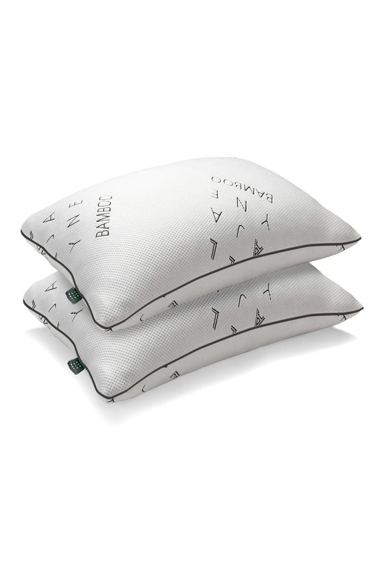 Set of 2 Viscose Blend Medium Density Pillows, Main, color, WHITE