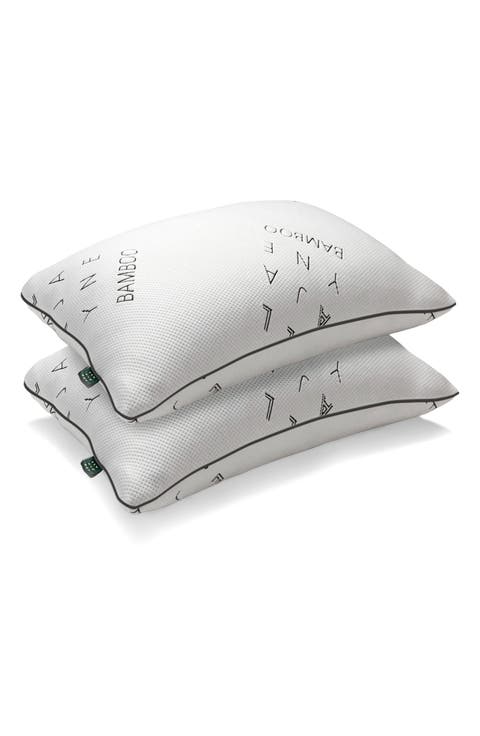 Set of 2 Viscose Blend Medium Density Pillows