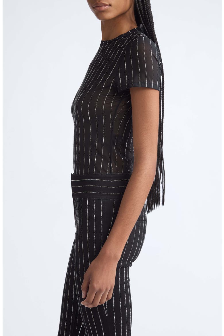 Tess Embellished Mesh T-Shirt, Alternate, color, BLACK/ CLEAR CRYSTAL