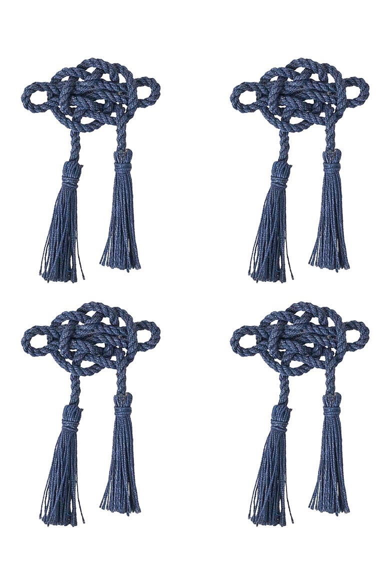Mystic Knot Set of 4 Napkin Rings, Main, color, NAVY