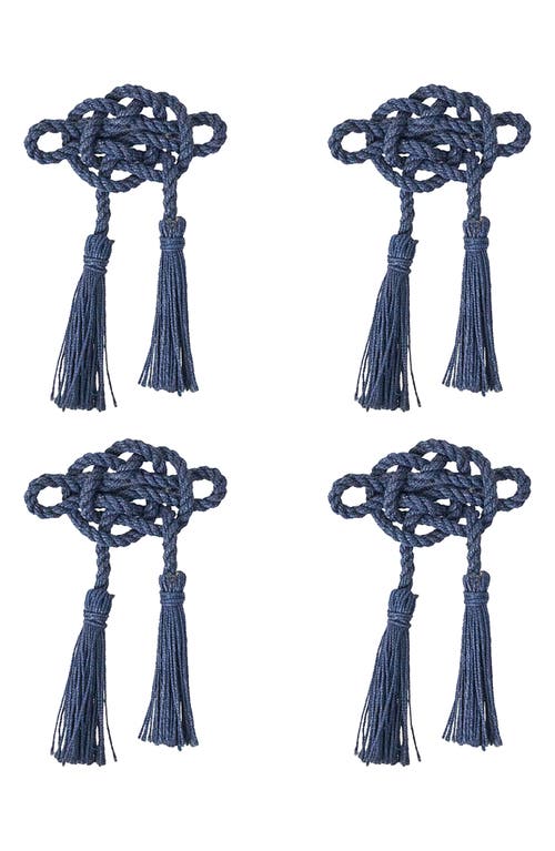 Juliska Mystic Knot Set Of 4 Napkin Rings In Blue