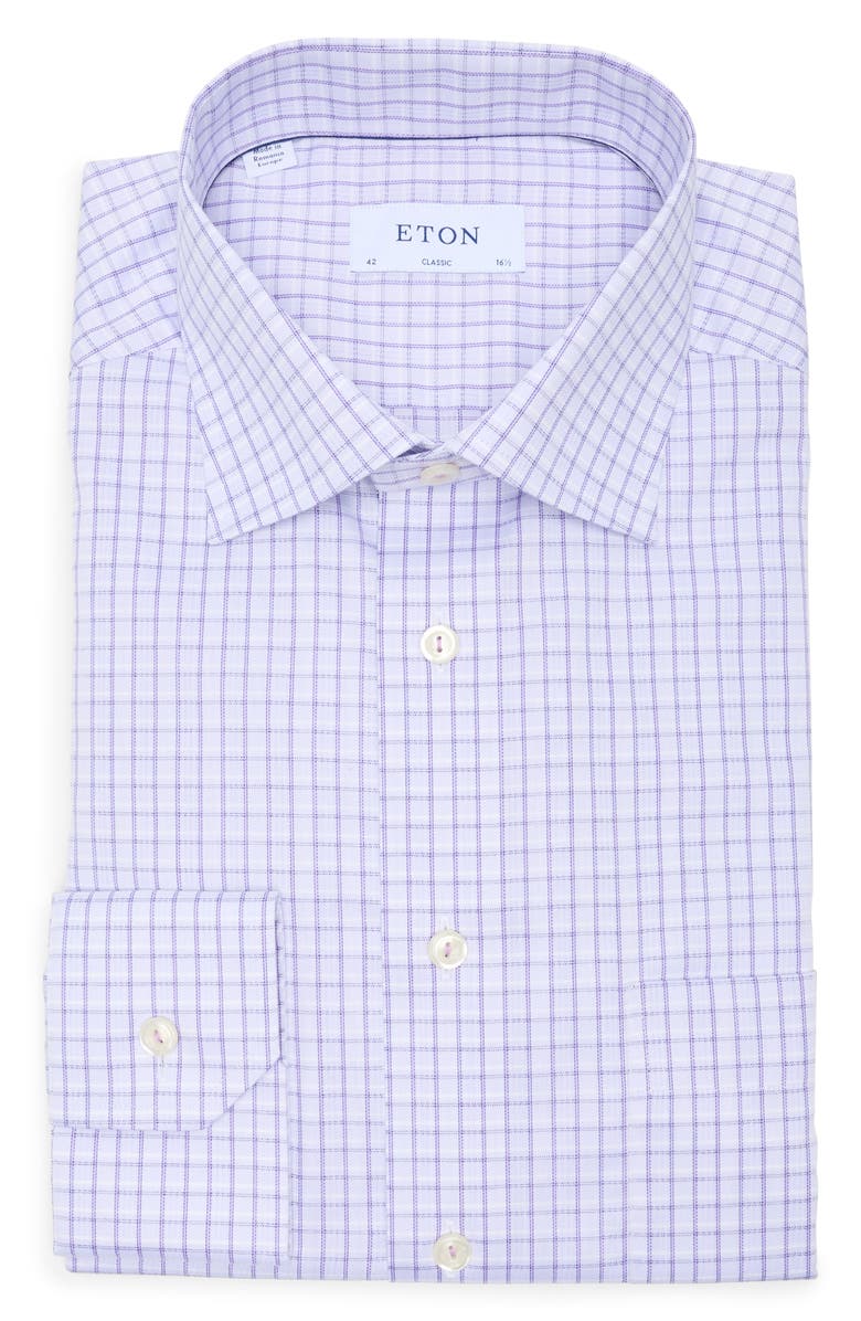 Eton Classic Fit Windowpane Check Dress Shirt, Main, color,