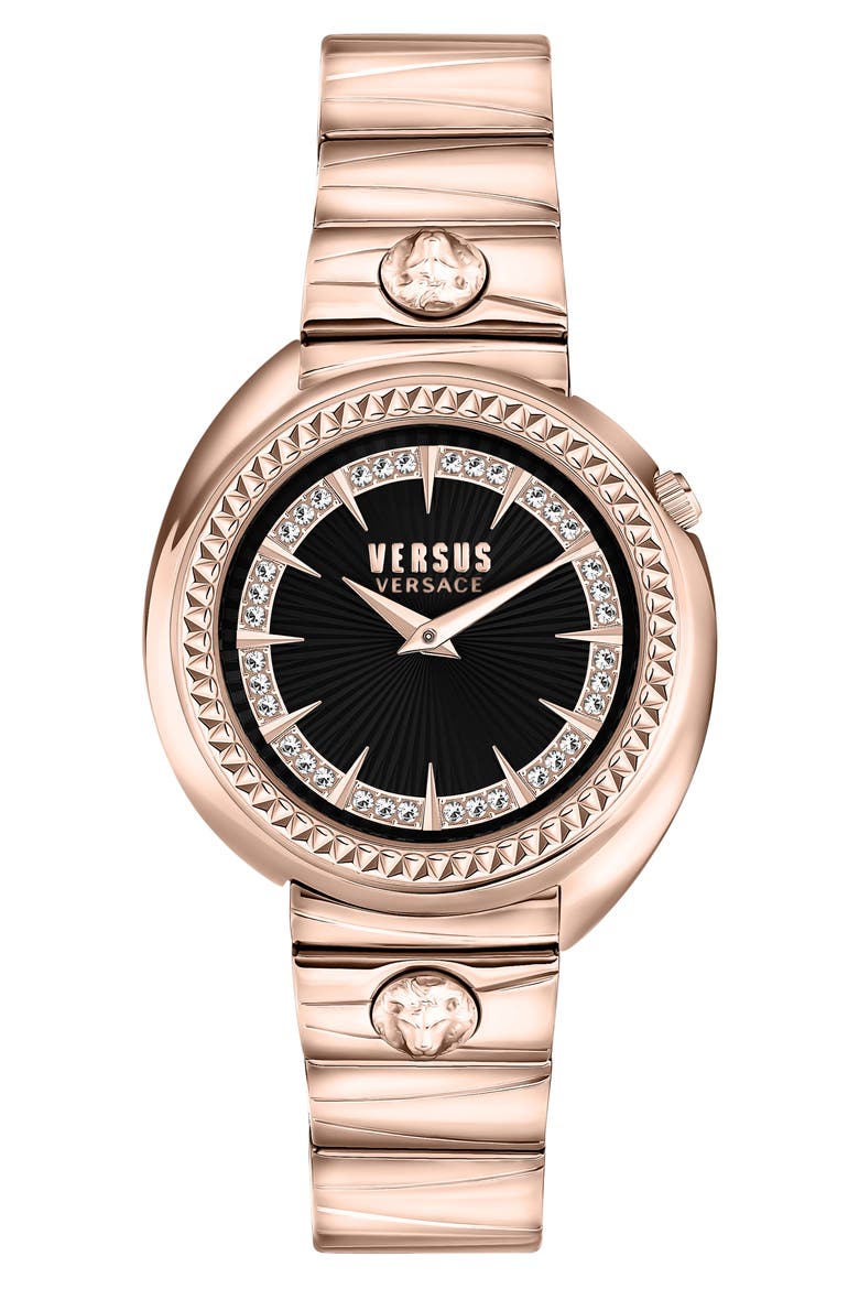 Tortona Swarovski Embellished Bracelet Watch, 38mm, Main, color, ROSEGOLD