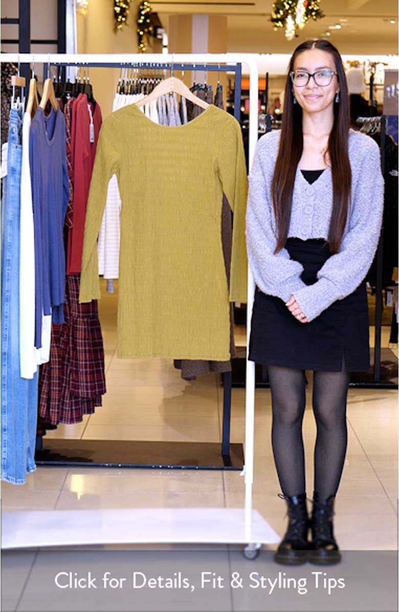 Dream Life Long Sleeve Pucker Knit Minidress, sales video thumbnail