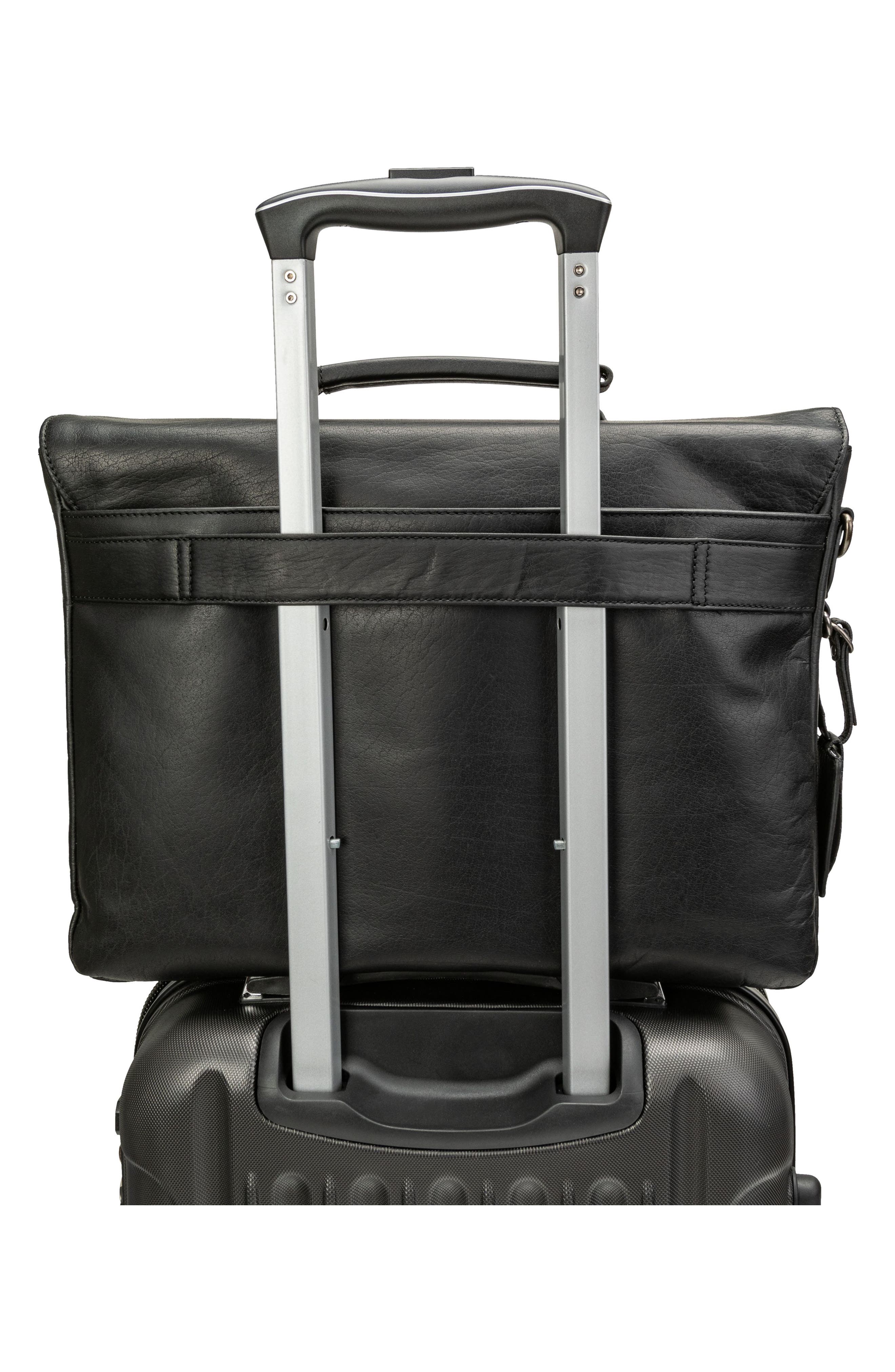 Mancini Double Compartment Flap Leather Briefcase, Alternate, color, Black