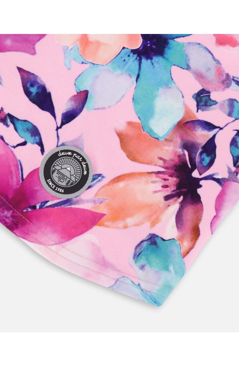Deux par Deux Brushed Jersey Balaclava Watercolor Flower, Alternate, color, Pink