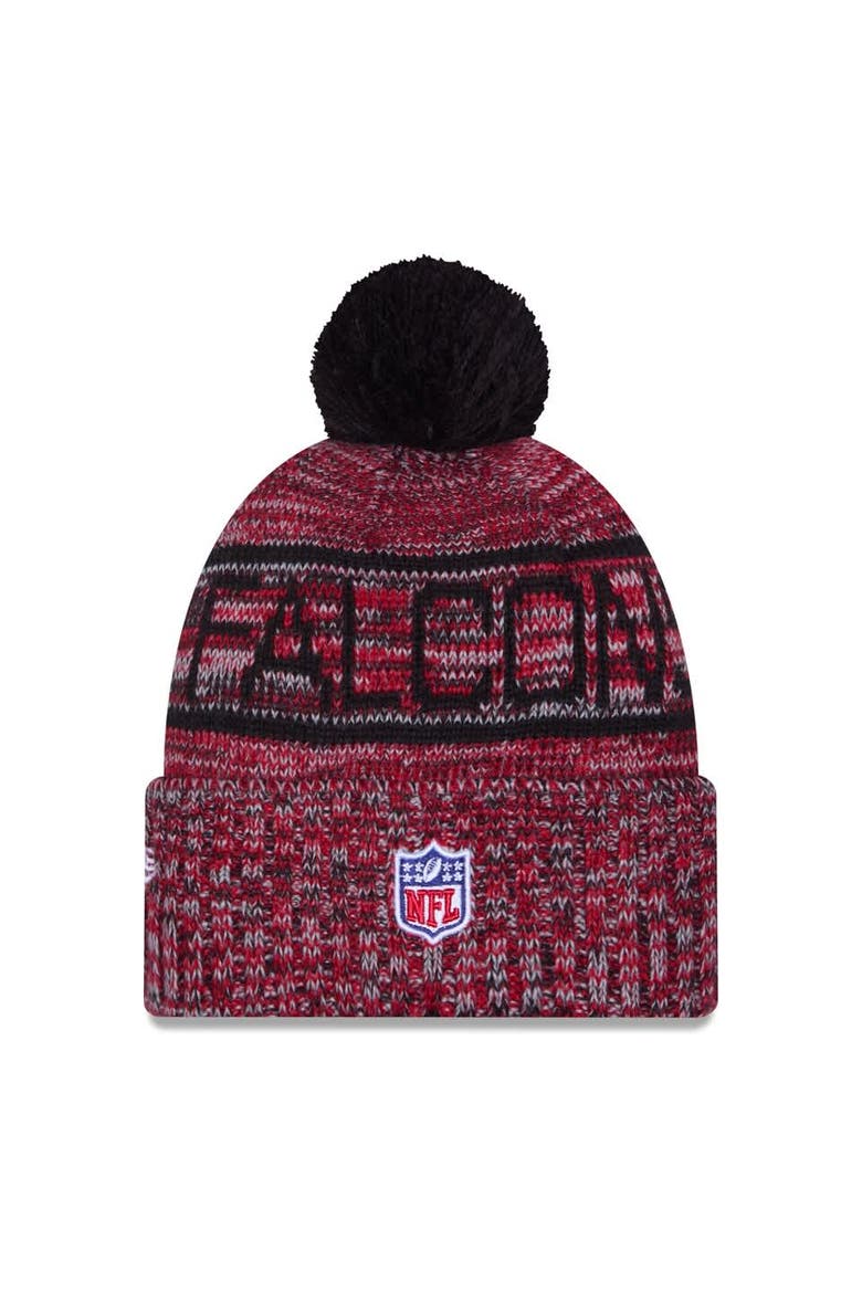 Men's New Era Red Atlanta Falcons 2025 Sideline Cold Weather Cuffed Knit Hat with Pom, Alternate, color, Red
