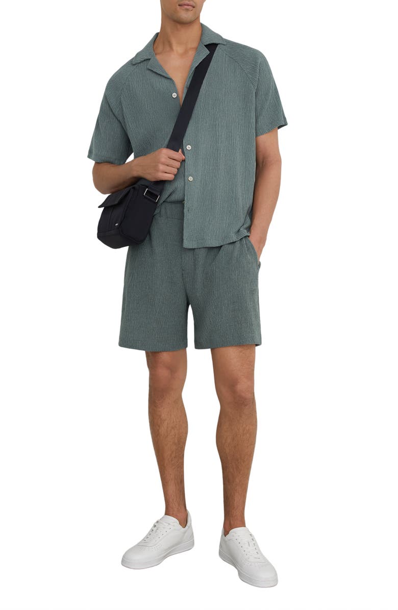 Reiss Flint Crepe Drawstring Shorts, Alternate, color, Dark Sage