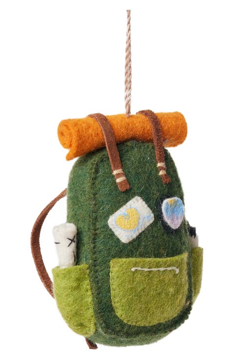 Felted Wool Love Camping Backpack Ornament