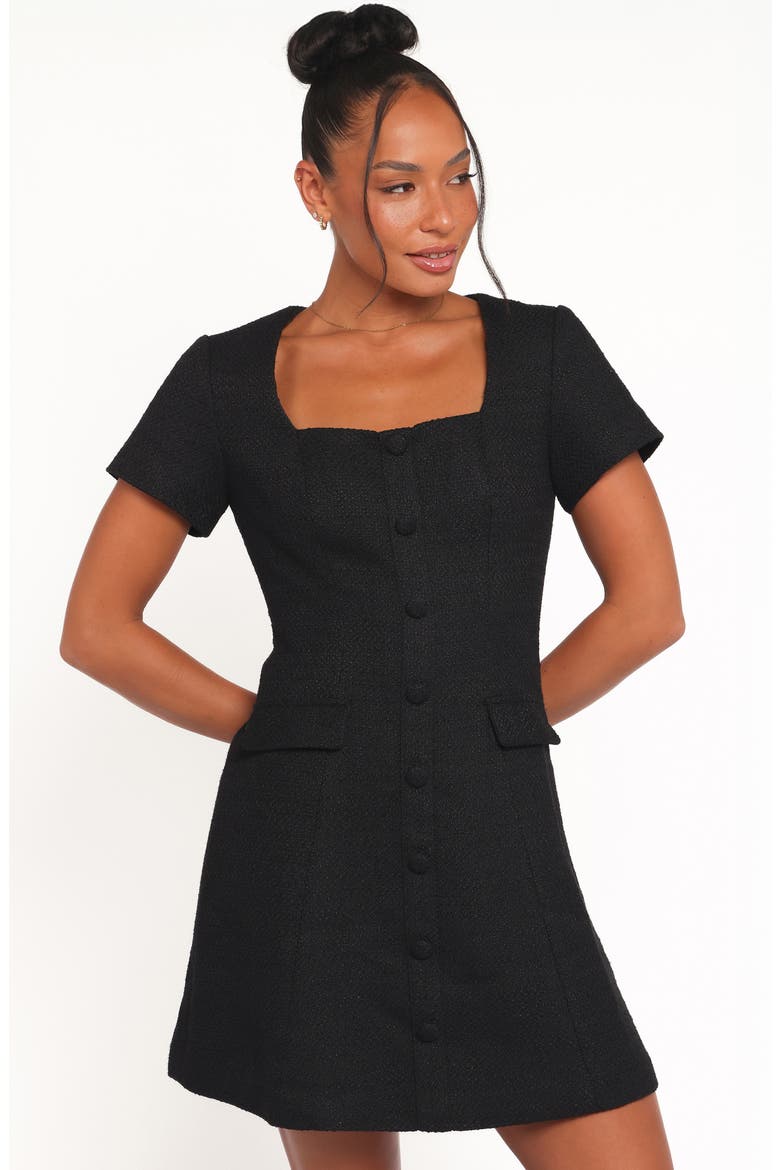 Sutton Tweed Minidress, Alternate, color, BLACK