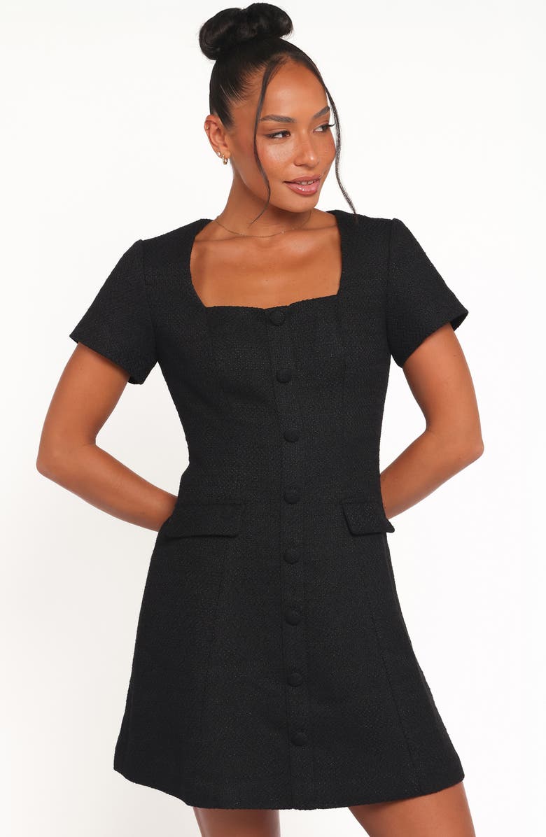 Petal & Pup Sutton Tweed Minidress, Alternate, color, Black