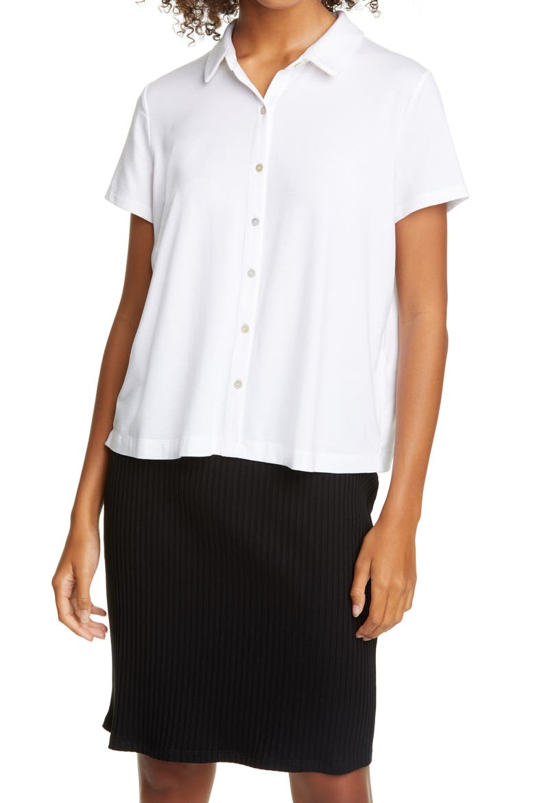Button Front Knit Shirt, Main, color, WHITE