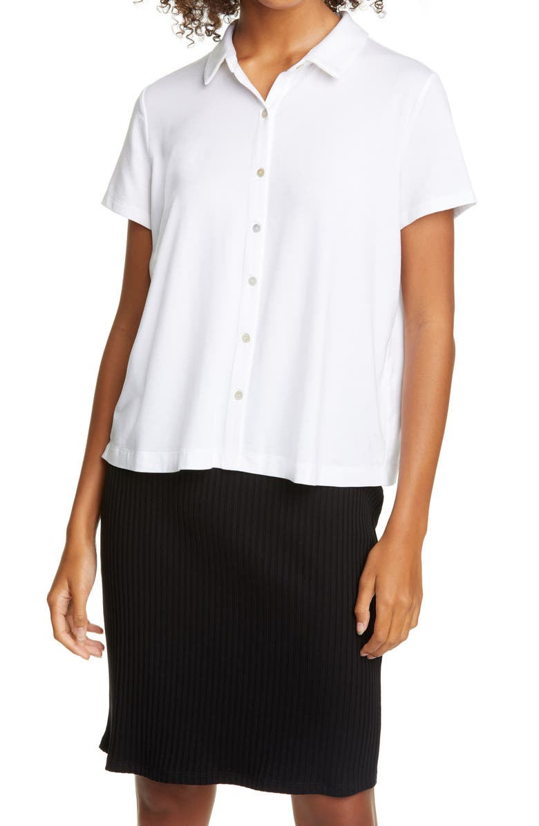 Eileen Fisher Button Front Knit Shirt, Main, color, 