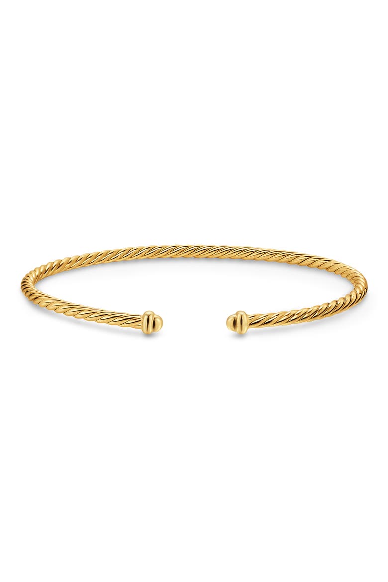 Micro Cable Flex Open Bracelet in 18K Gold, 2.6mm, Alternate, color, GOLD
