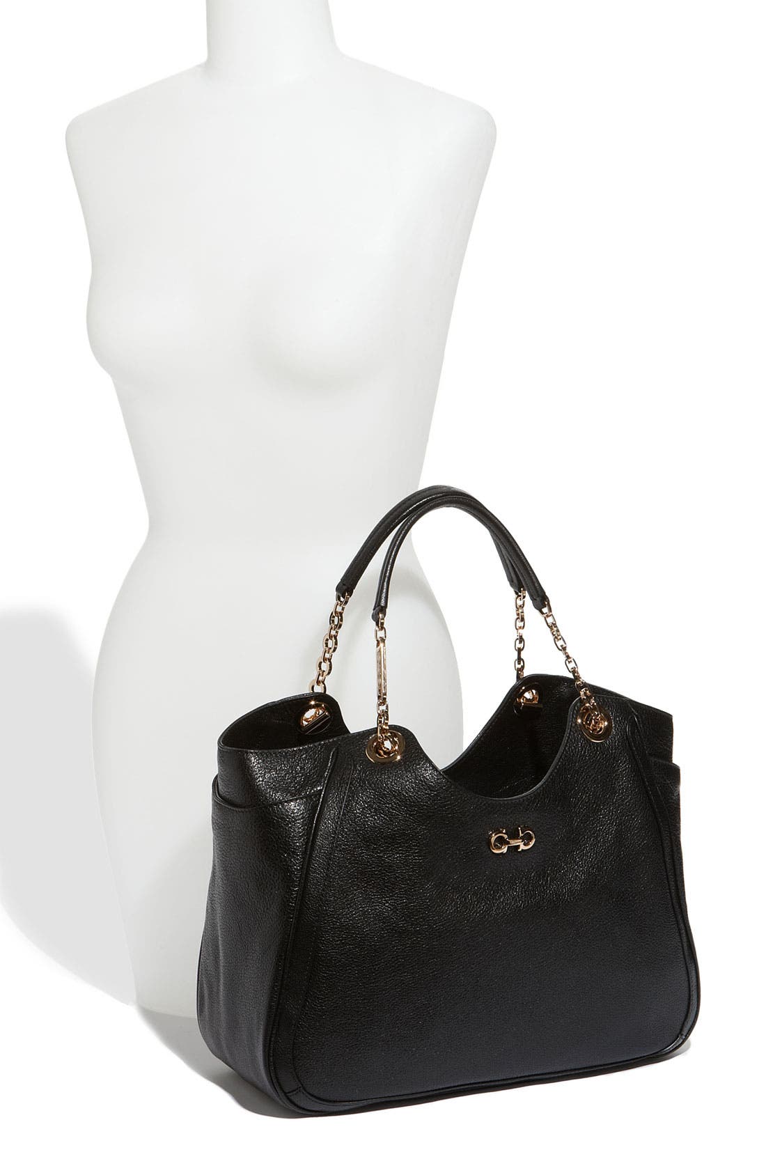 FERRAGAMO Salvatore Ferragamo 'Betulla Chain' Leather Shopper, Alternate, color, 
