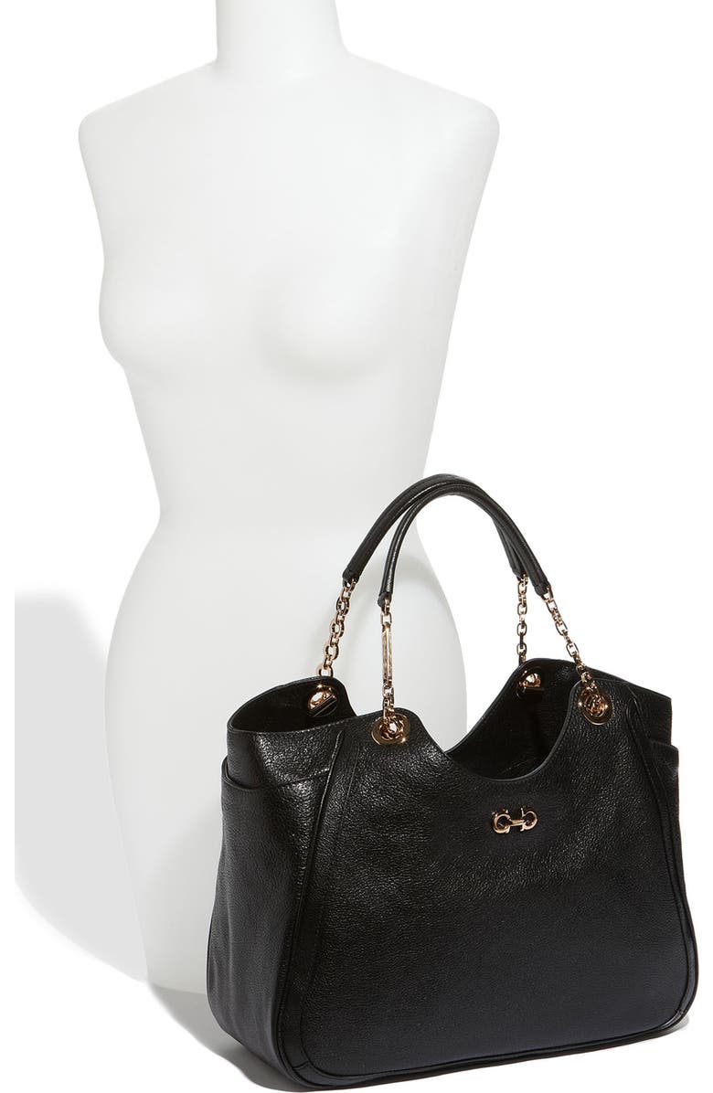 FERRAGAMO Salvatore Ferragamo 'Betulla Chain' Leather Shopper, Alternate, color,