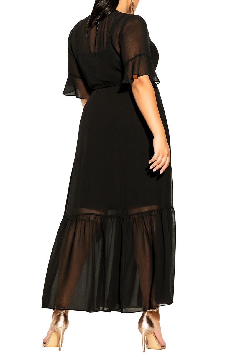 City Chic Flutter Sleeve Wrap Maxi Dress, Alternate, color, 