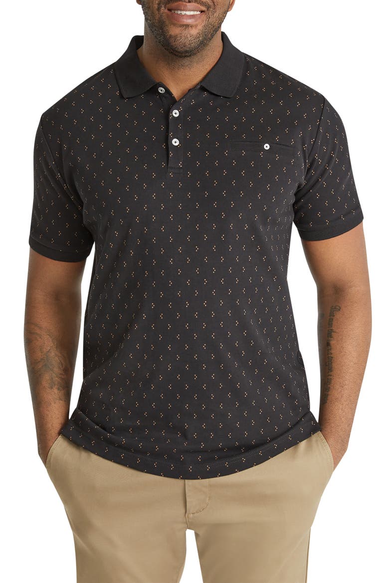 Callan Geometric Print Pocket Polo , Main, color, BLACK