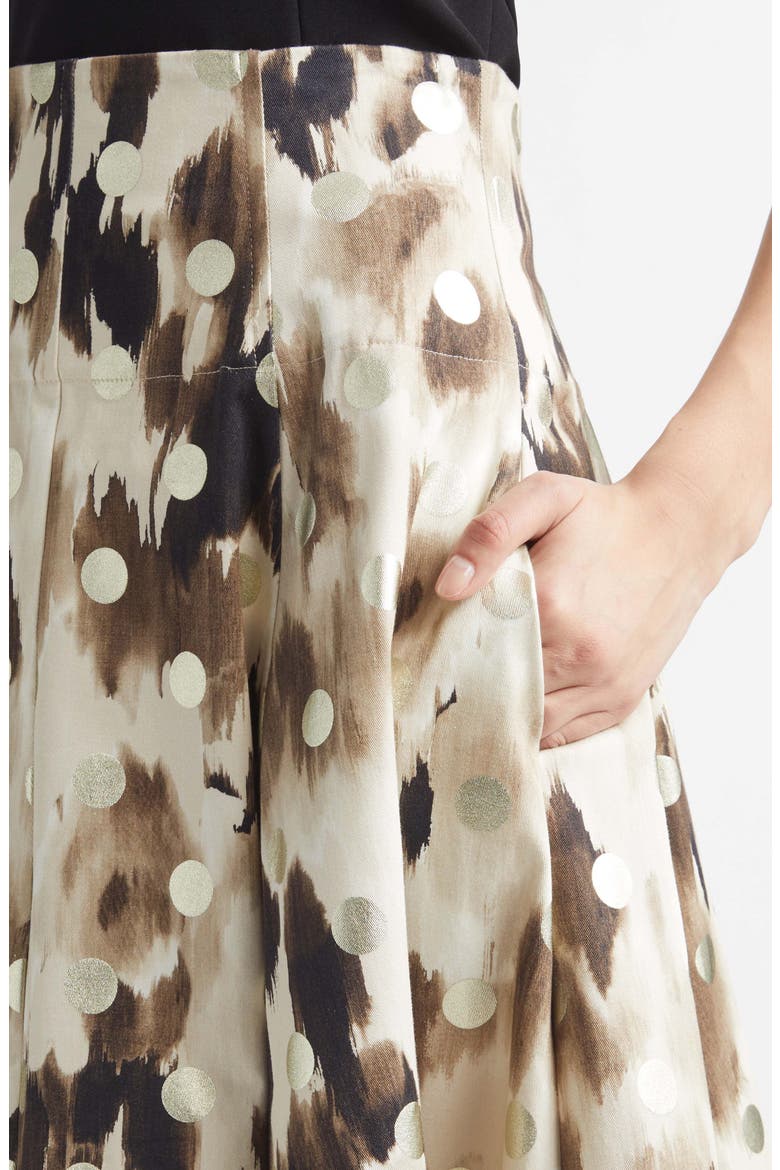 Parker Ikat Polka Dot Midi Skirt, Alternate, color, CREAM MULTI