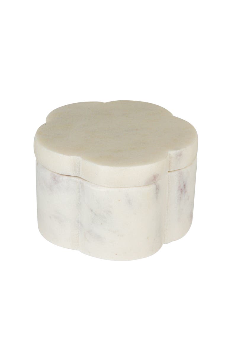 Storied Home Elegant Marble Pinch Pot with Lid, Main, color, White