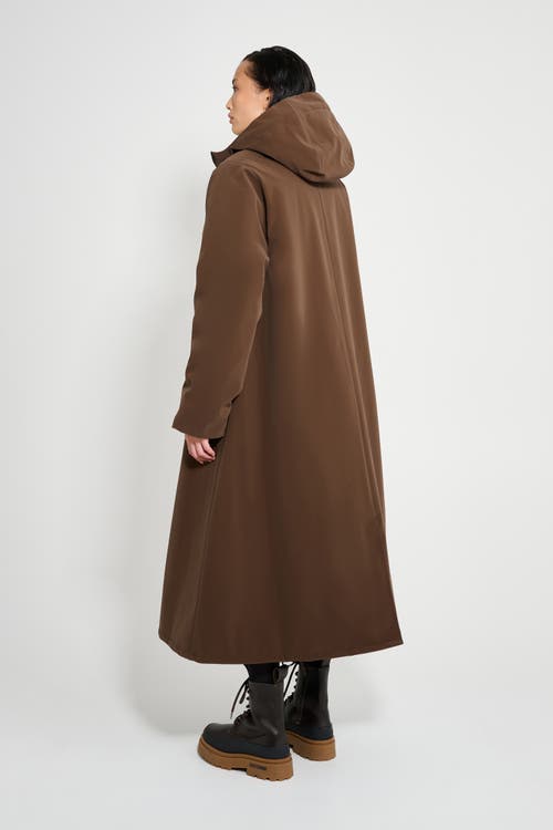 Stutterheim Mosebacke Long Matte Winter Coat In Brown