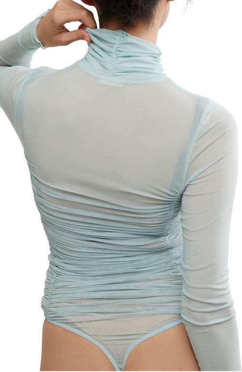 FREE PEOPLE FREE PEOPLE UNDER IT ALL RUCHED MESH TURTLENECK BODYSUIT