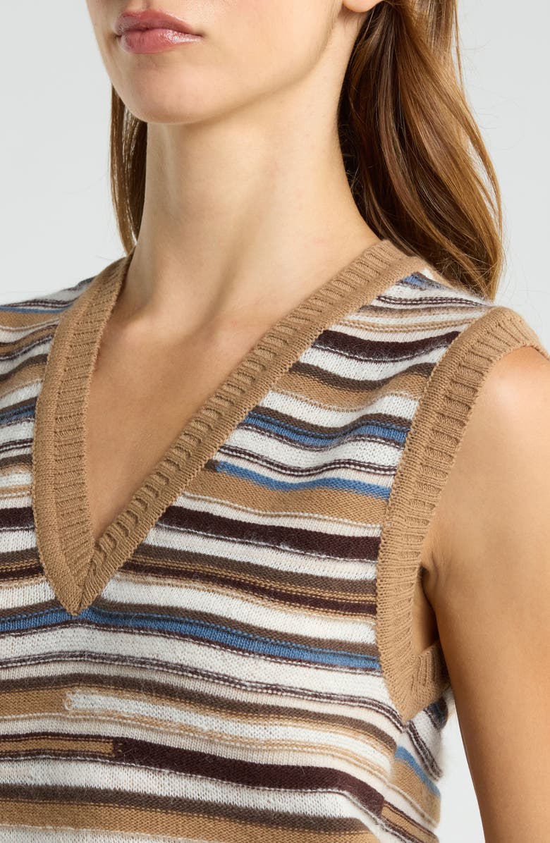 Veronica Beard Helenka Wool & Cashmere Blend Sweater Vest, Alternate, color, Dark Acorn Multi