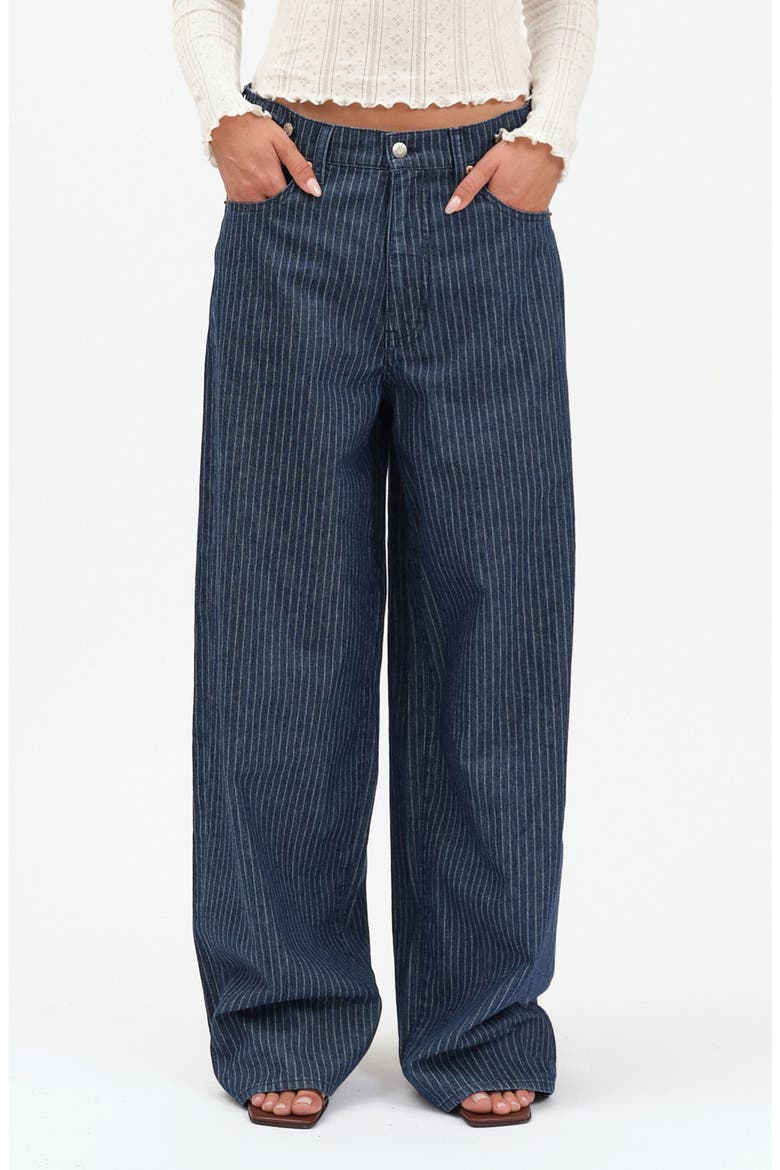 Highland Wide Leg Jeans, Main, color, PINSTRIPE