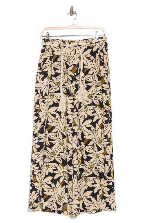 Adrianna Papell Airflow Floral Wide Leg Pants In Black