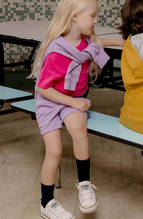 Mightly Organic Cotton Drawstring Track Shorts In Purple