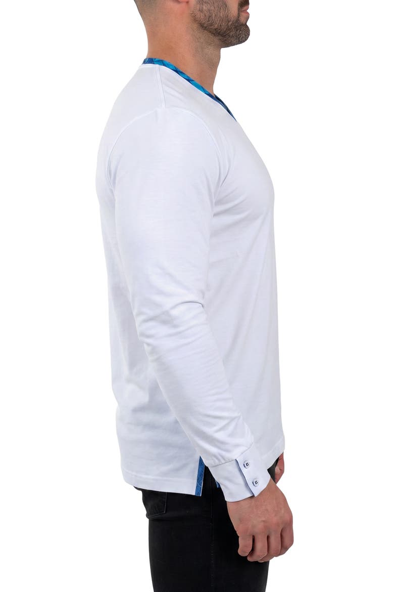 Edison Stretch Cotton Long Sleeve V-Neck T-Shirt, Alternate, color, WHITE