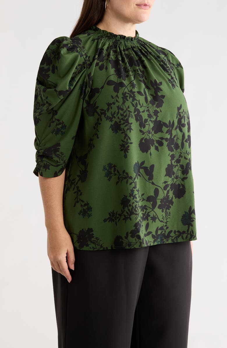 SUGARLIPS Tindrie Floral Puff Sleeve Top, Alternate, color, Olive-Black