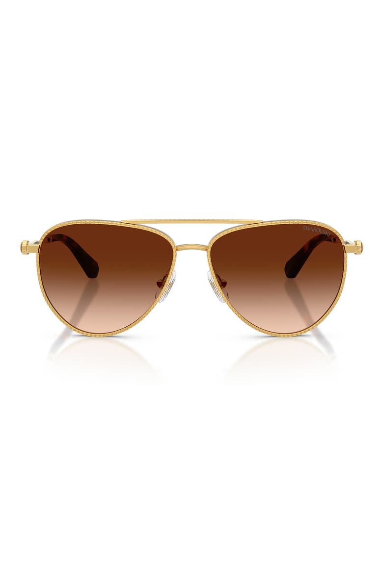 59mm Gradient Pilot Sunglasses, Main, color, GOLD / GRADIENT BROWN