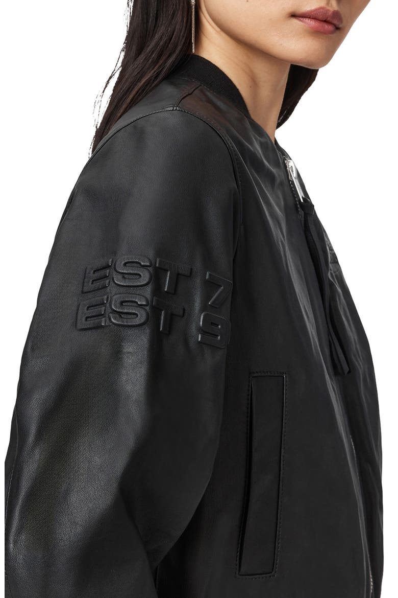 x Williams F1 Racing Orten Leather Bomber Jacket, Alternate, color, BLACK