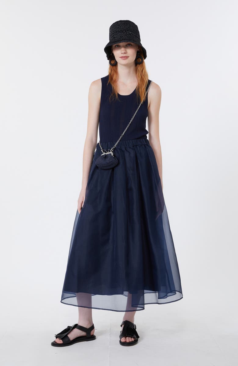 Weekend Max Mara Visino Silk Skirt, Alternate, color, Navy