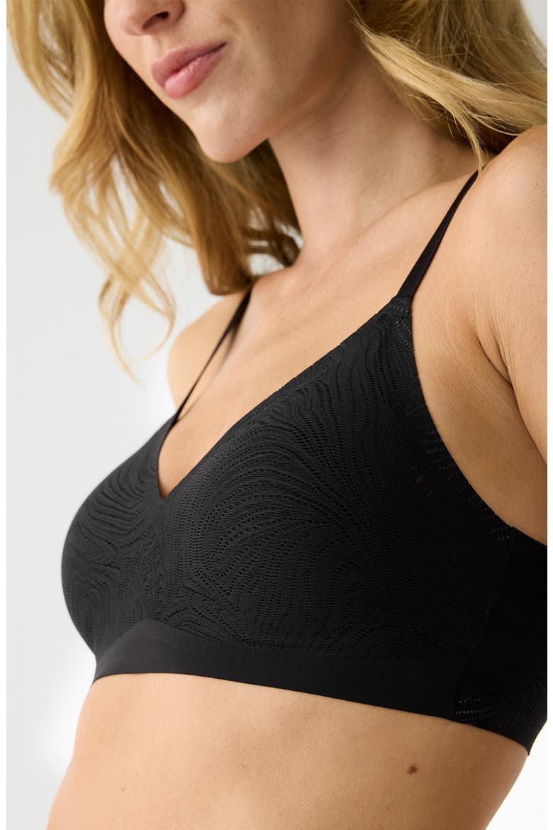 Lace Triangle Bralette, Alternate, color, BLACK